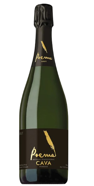 Poema Cava Brut Metodo Tradicional 750 ML sparkling wine bottle with bubbles and citrus notes