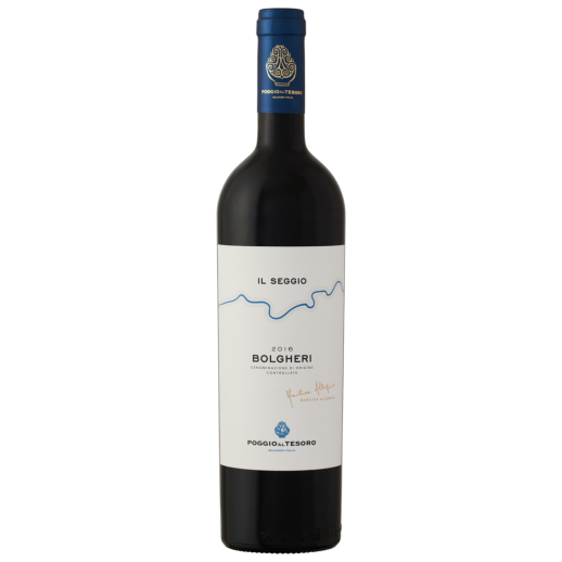 Poggio Al Tesoro Bolgheri Il Seggio 750ML Italian red wine bottle with blue cap and white label