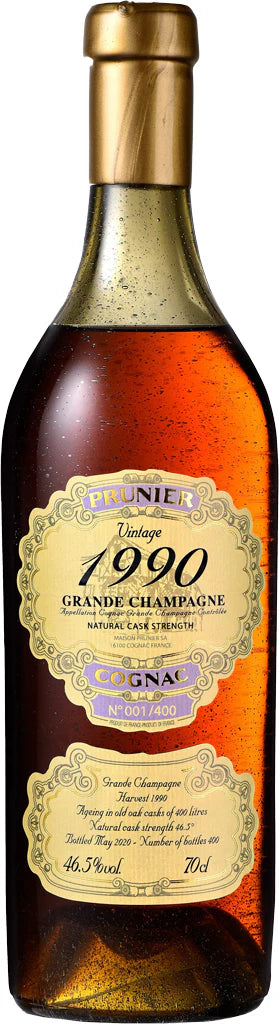 Prunier 1990 Natural Cask Strength Grande Champagne Cognac 700 ML