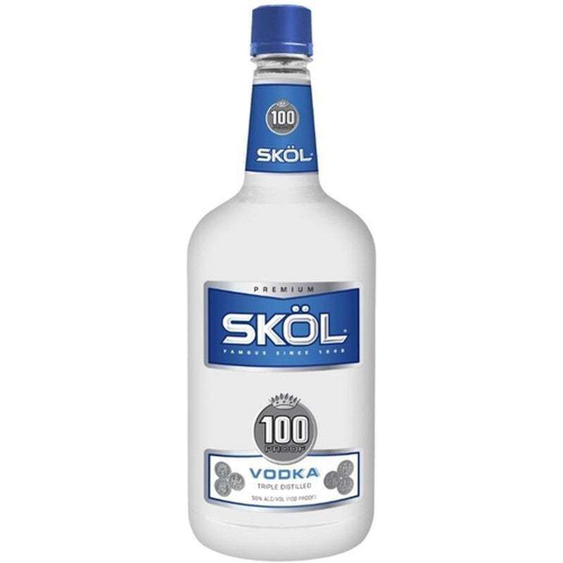 Skol Vodka 1.75 L bottle, premium smooth vodka with clean taste, 100 proof triple distilled.