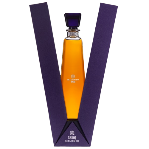 1800 Milenio Extra Anejo Tequila 750 ML bottle with elegant design