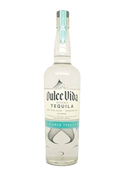 Dulce Vida Blanco Tequila 750 ML bottle, organic and unaged, made from 100% blue agave.