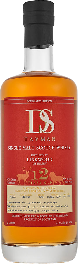 DS Tayman 12 Year Old Linkwood Single Malt Scotch Whisky Second Edition 750 ML