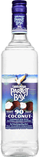 Parrot Bay Coconut Rum 90 proof bottle 750ml with tropical coconut flavor.