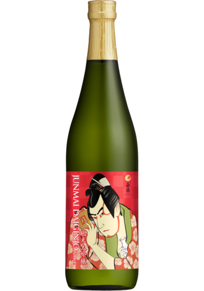 Hakutsuru Sake Ukiyo-e Junmai Daiginjo 720 ML bottle with traditional Japanese Ukiyo-e artwork.