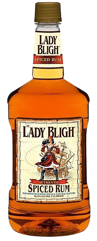 Lady Bligh Authentic Spiced Rum 1.75 L bottle with a vibrant label design.