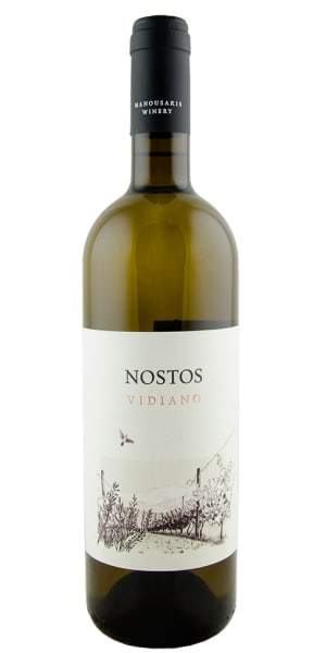 Manousakis Estate Nostos Vidiano 2022 white wine bottle, 750 ml.