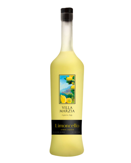 Villa Marzia Limoncello 750 ML bottle, showcasing a premium Italian lemon liqueur with elegant packaging.