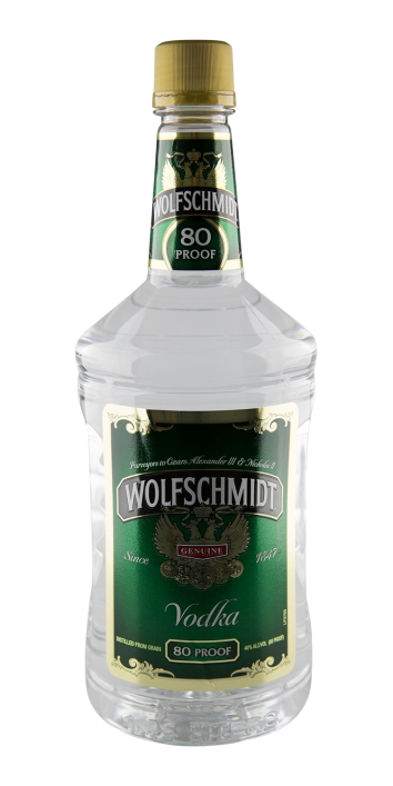 Wolfschmidt Vodka 80 Proof 750ml bottle with green label.
