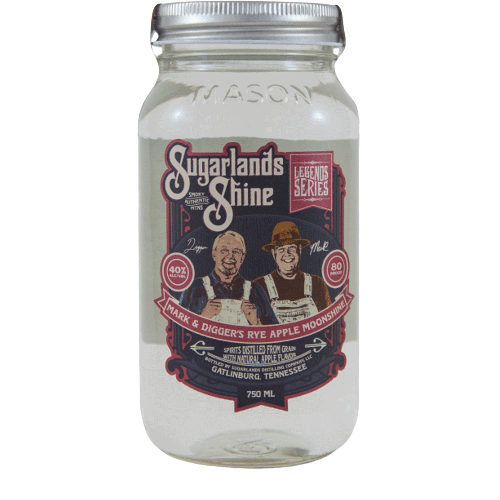 Sugarlands Shine Legends Series Mark and Digger's Rye Apple Moonshine 750 ML bottle.