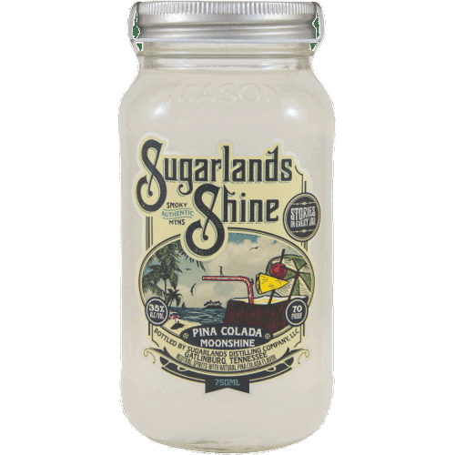 Sugarlands Shine Pina Colada Moonshine 750 ML bottle with pineapple and coconut flavors.