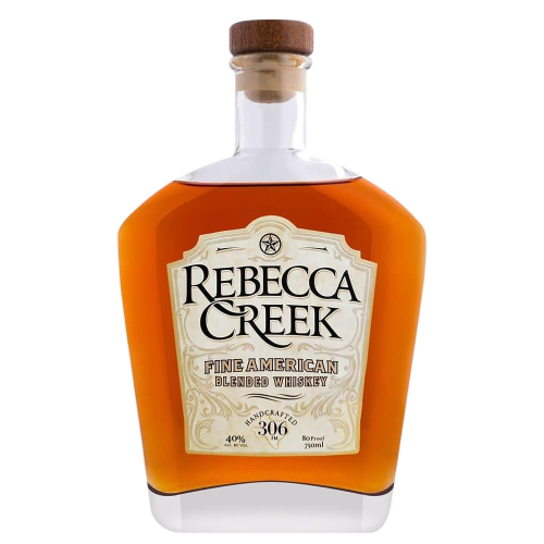 Rebecca Creek Fine American Whiskey 750 ML bottle, smooth whiskey with caramel, vanilla, and oak notes.