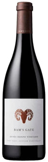 Ram's Gate Bush Crispo Vineyard Pinot Noir 2021 bottle showcasing elegant Sonoma Coast red wine with refined cherry and berry flavors