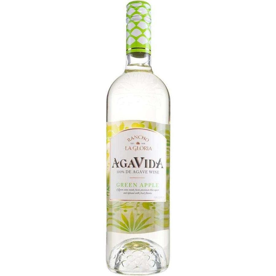 Rancho La Gloria Agavida Green Apple 750 ML bottle featuring fresh lime and 100% Blue Weber Agave essence.