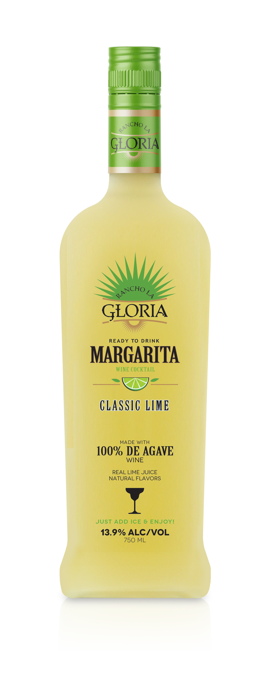 Rancho La Gloria Classic Lime Margarita 1.5L bottle with lime flavor and 13.9% alcohol content