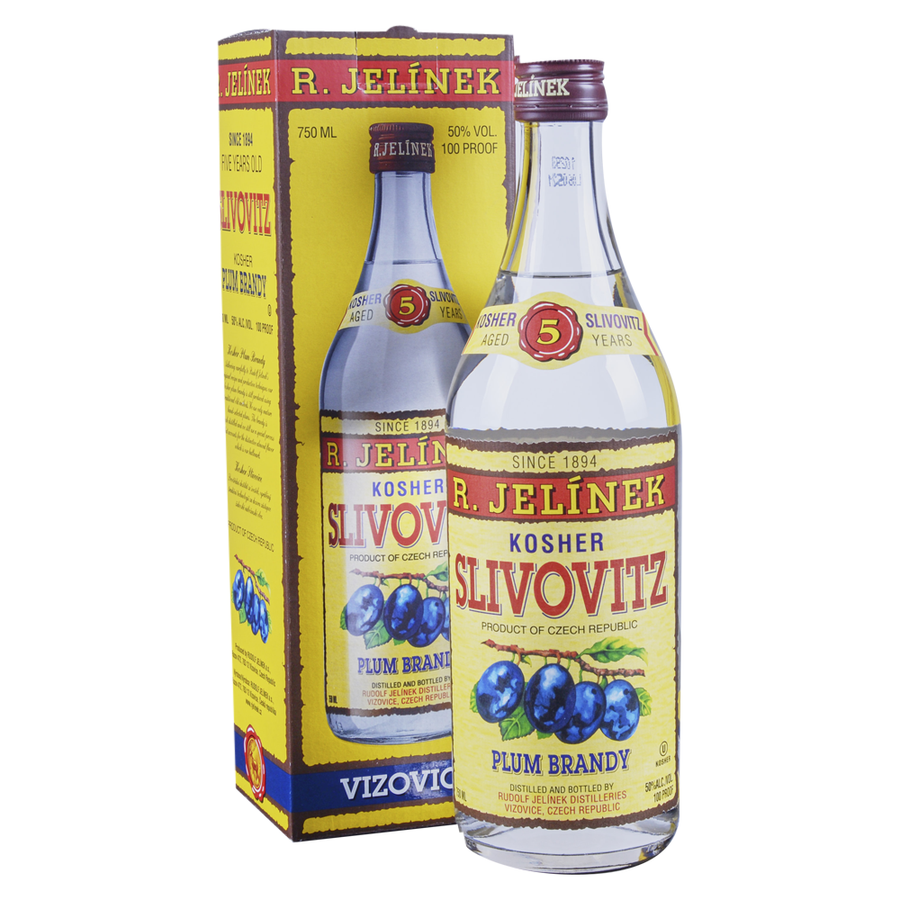 Rudolf Jelinek 5 Years Old Slivovitz Plum Brandy 700ml bottle with packaging, premium aged plum brandy from Czech Republic