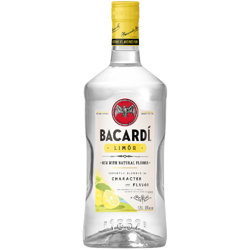 Bacardi Citrus Flavored Rum Limon 1.75 L bottle with lemon and lime label.