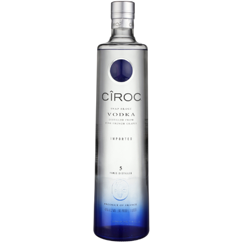 Ciroc Vodka Snap Frost 80 1 L bottle with a sleek design and fine French grapes.