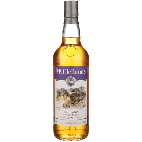 Mcclelland's Single Malt Scotch Highland 80 1.75 L bottle displaying label and Scotch whisky color.