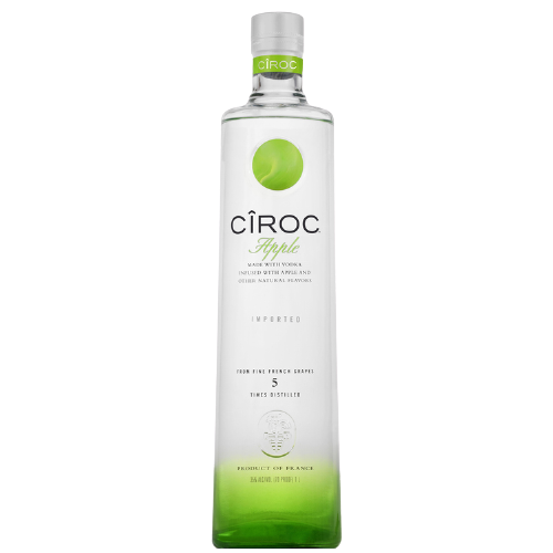 Ciroc Apple Flavored Vodka 1.75 L bottle highlighting fine French grapes distillation.