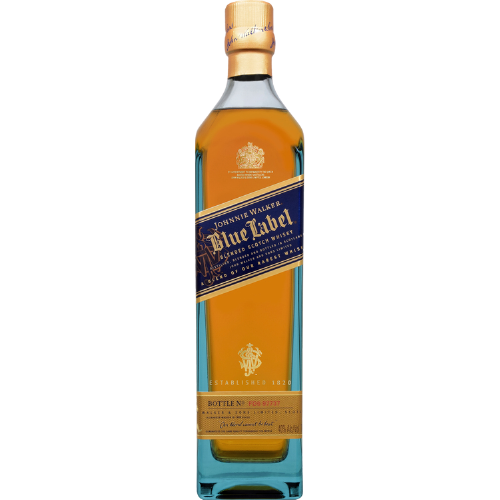 Johnnie Walker Blue Label 750ML bottle in signature blue box.