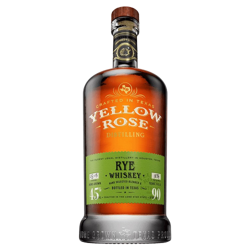Yellow Rose Rye Whiskey 90 proof bottle, aged four years, 750 ML.
