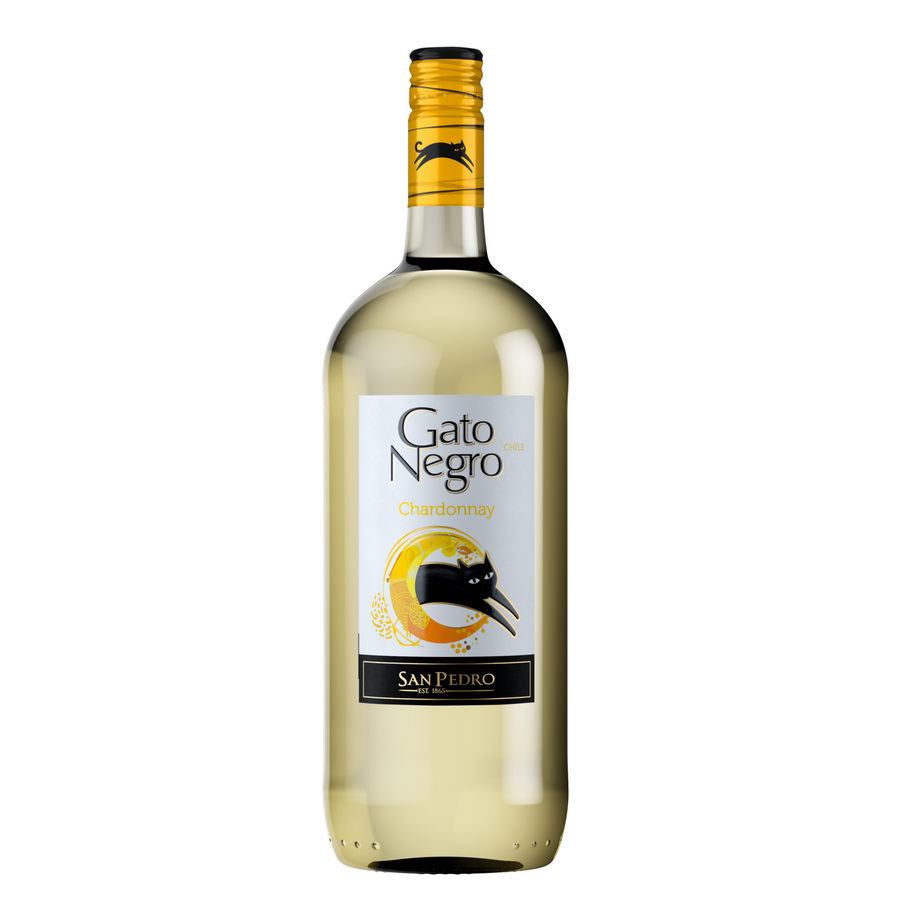 Gato Negro Chardonnay 1.5L bottle from Chile's Central Valley with citrus and pineapple notes