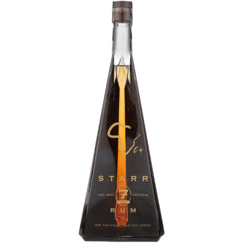 Starr Aged Rum 7-year oak aged bottle with rich flavor notes of vanilla and caramel.