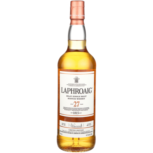 Laphroaig Single Malt Scotch Limited Edition 27 Year, 750 ML bottle.
