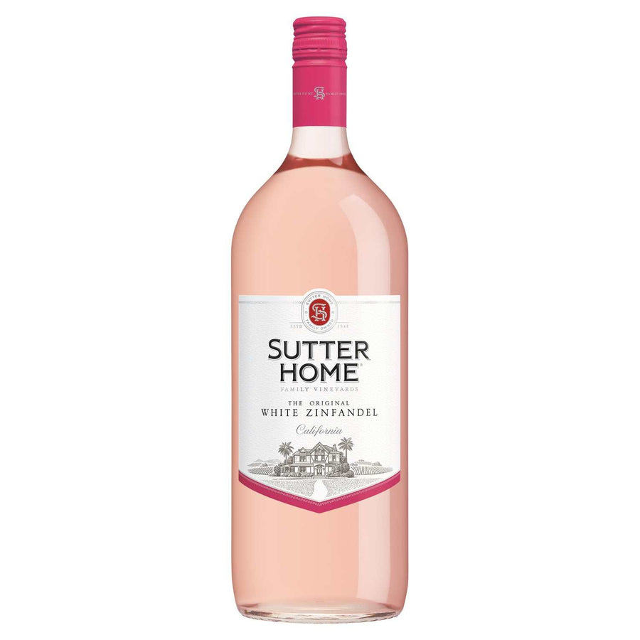 Sutter Home White Zinfandel 750 ML bottle with pink rosé wine from California