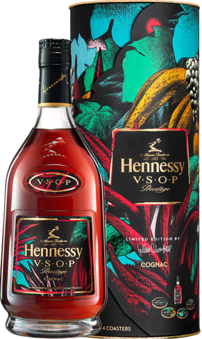 Hennessy Cognac VSOP Privilege 750 ml bottle with artistic Julien Colombier design packaging.