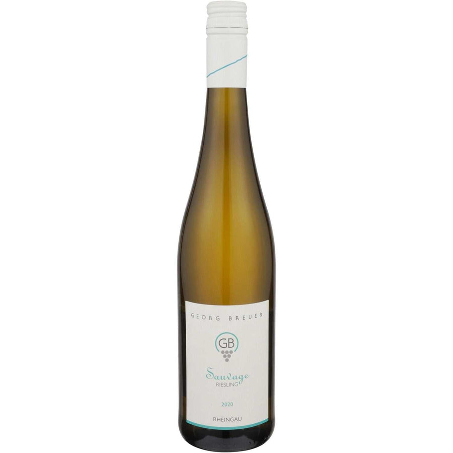 Bottle of Georg Breuer Riesling Sauvage Rheingau 2020 wine showcasing its label and elegance