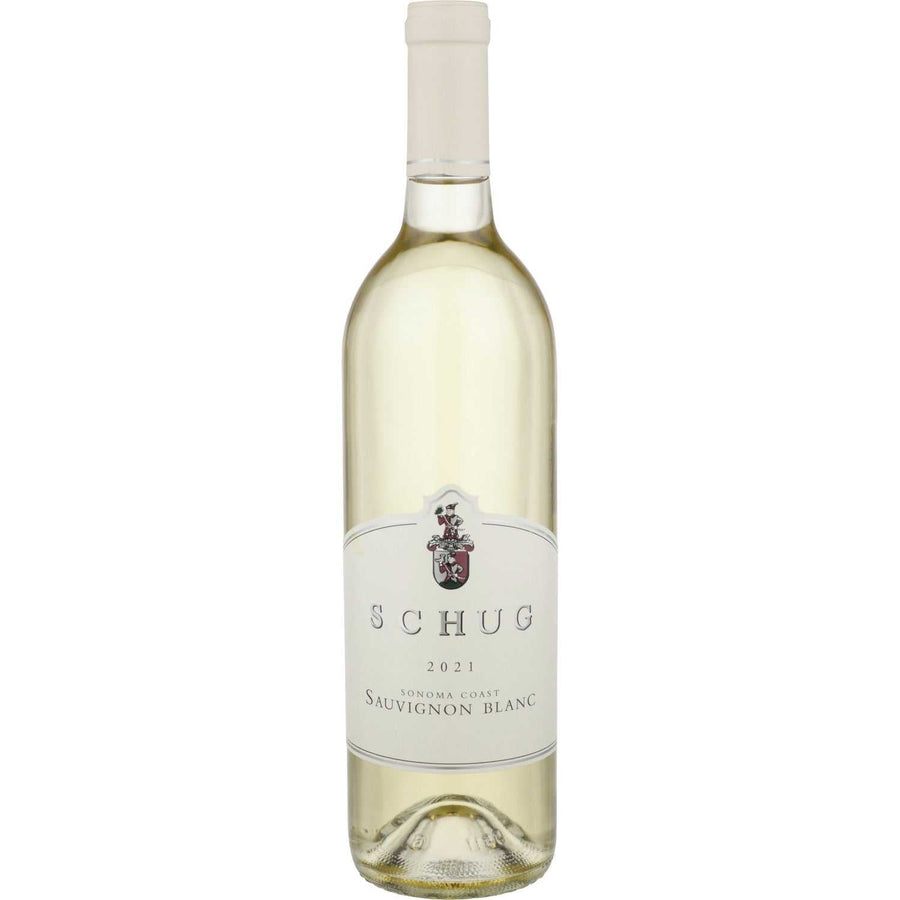 Schug Sauvignon Blanc Sonoma Coast 2021 bottle with citrus and tropical fruit notes