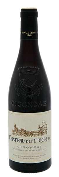 Bottle of Chateau Du Trignon Gigondas 2017 wine with label showcasing 750 ML vintage from southern Rhone Valley