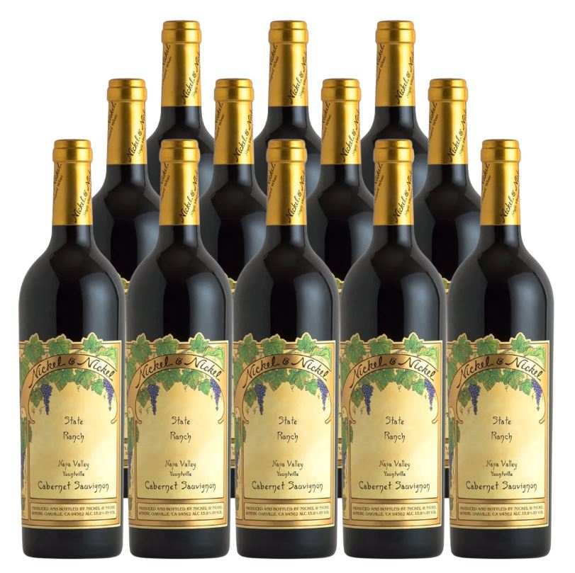 Twelve bottles of Nickel & Nickel Cabernet Sauvignon State Ranch Yountville 2021 wine