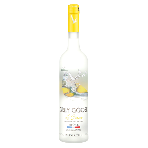 Grey Goose Le Citron citrus flavored vodka bottle, 750 ml.