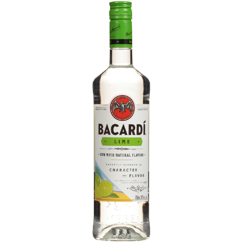 Bacardi Lime Flavored Rum 1 L bottle with vibrant label.