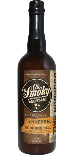 Ole Smoky Bourbon Ball 750 ML bottle, Tennessee mountain-made bourbon.