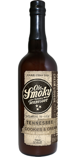 Ole Smoky Cookies & Cream Liqueur 750 ML bottle with cream and chocolate cookie flavor.