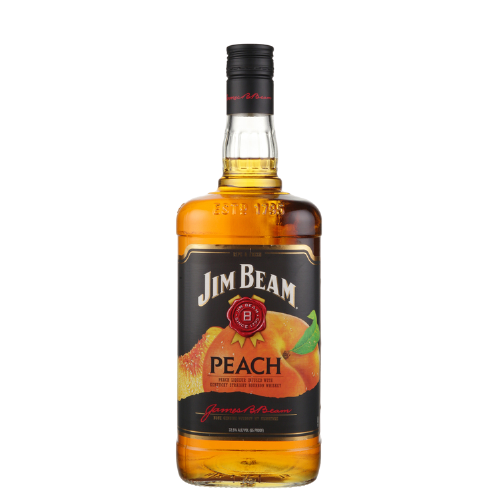 Jim Beam Peach Infused Straight Bourbon 1.75 L bottle.