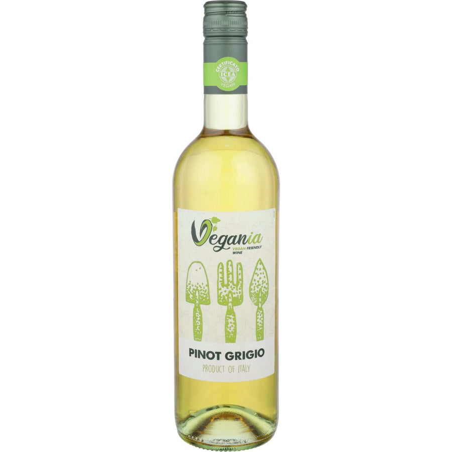 Bottle of Vegania Pinot Grigio Terre Siciliane 750 ML white wine with citrus and green apple notes