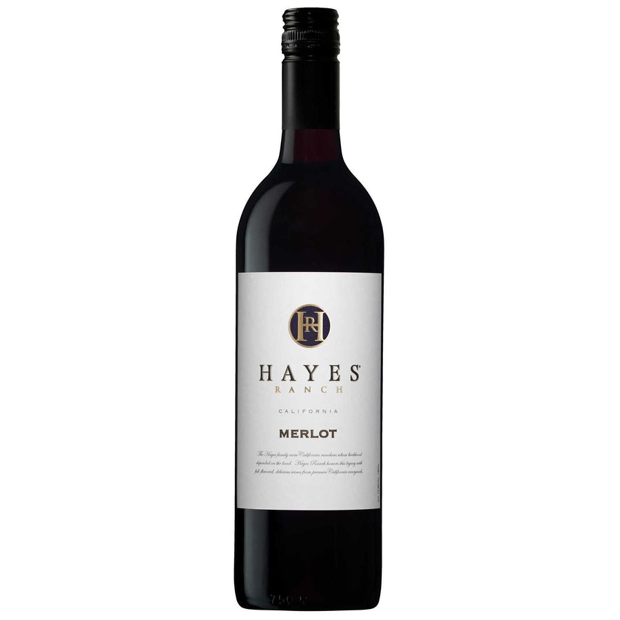 Bottle of Hayes Ranch Merlot Lucky Horseshoe California 750 ML red wine with plum and vanilla notes