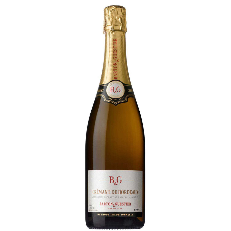 Barton & Guestier Cremant De Bordeaux Brut 750 ML wine bottle with creamy mousse and apple flavors.