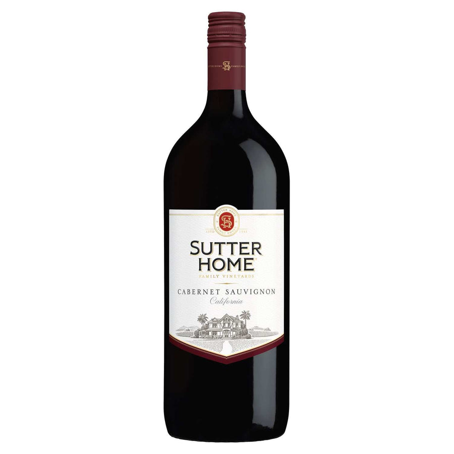 Sutter Home Cabernet Sauvignon California 1.5L bottle showcasing bold red wine with black cherry and toasted vanilla notes