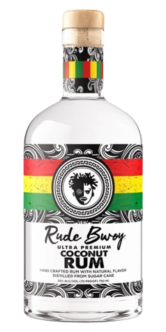 Rude Bwoy Coconut Rum 750ml bottle with Caribbean-inspired label and tropical coconut flavor