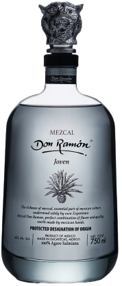 Don Ramon Joven Mezcal 750 ML bottle with intricate stopper design.