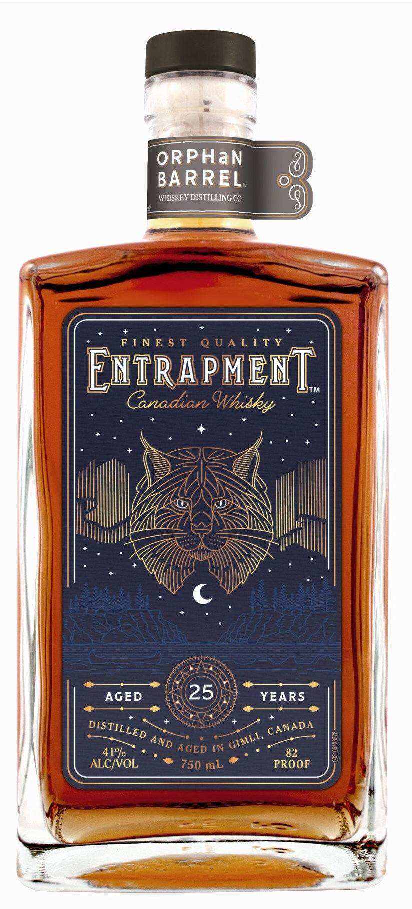 Orphan Barrel 25 Years Old Entrapment Canadian Whisky 750 ML bottle.