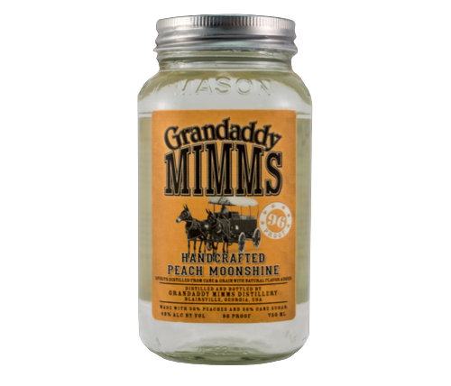 Grandaddy Mimm's Handcrafted Peach Moonshine 96 Proof 750 ML bottle.