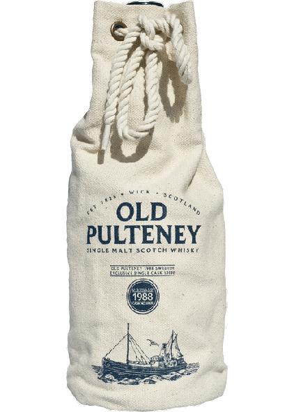 Old Pulteney 1988 Highland single malt whisky in canvas bag.