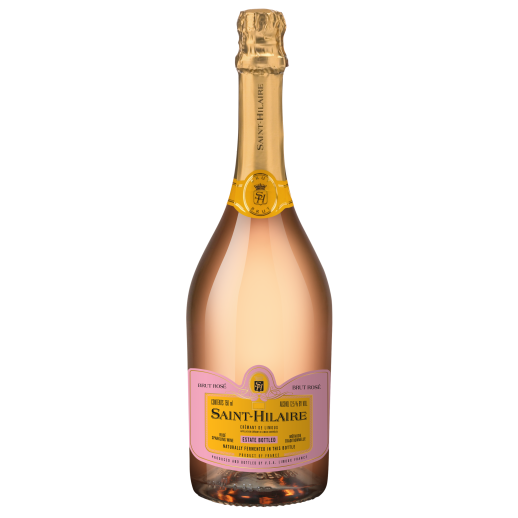 Saint Hilaire Cremant de Limoux Rose sparkling rosé wine bottle 750ml with gold foil and pink label